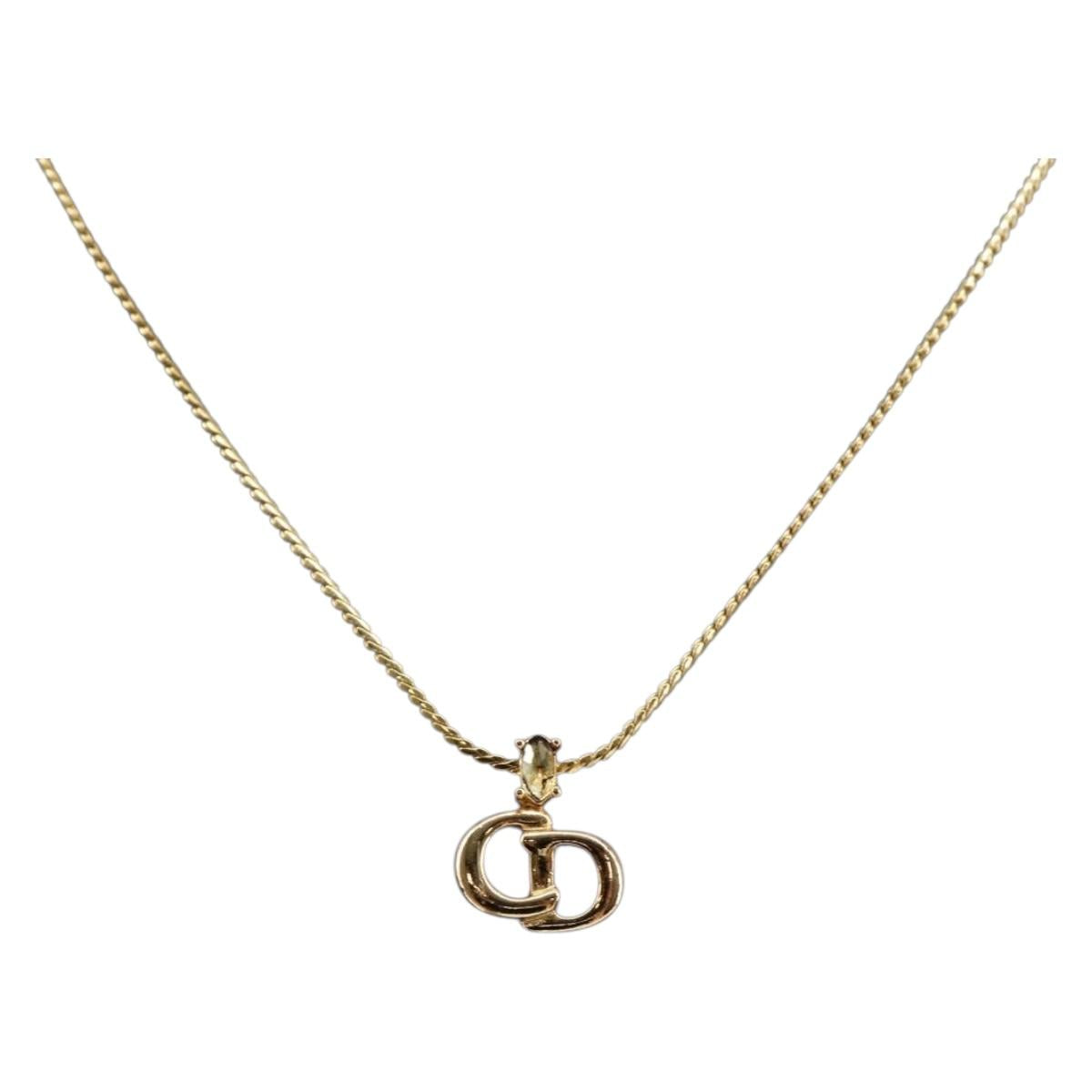 Christian Dior Necklace metal Gold Auth sw1621