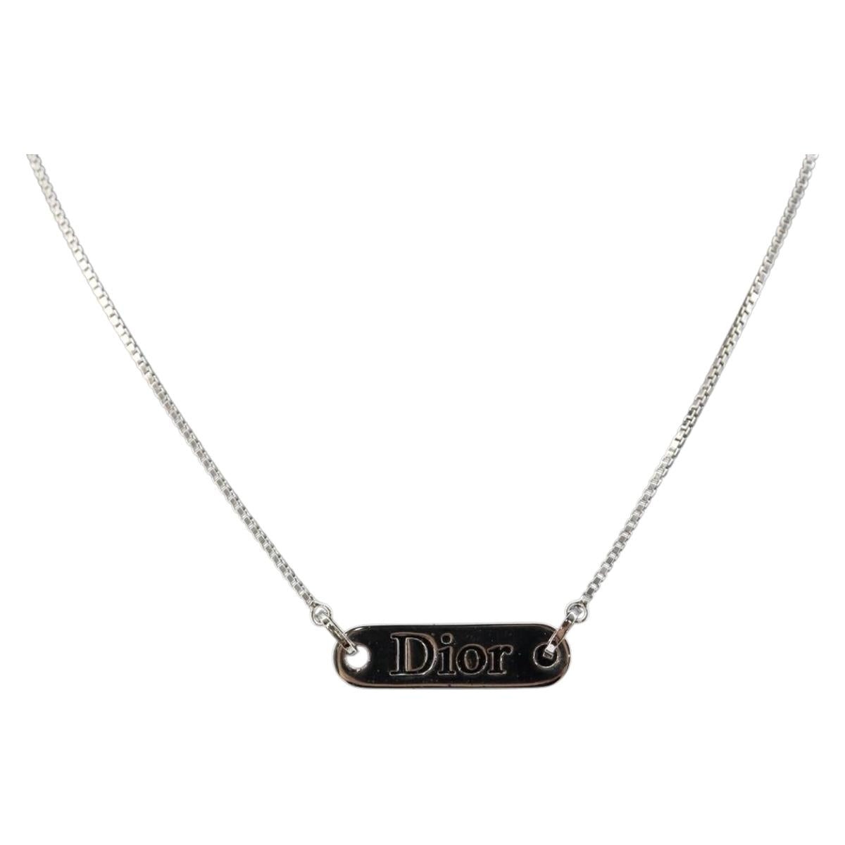 Christian Dior Necklace metal Silver Auth sw1623