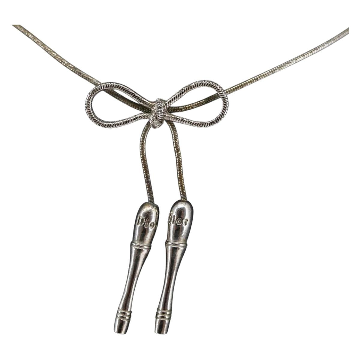 Christian Dior Choker metal Silver Auth sw1624