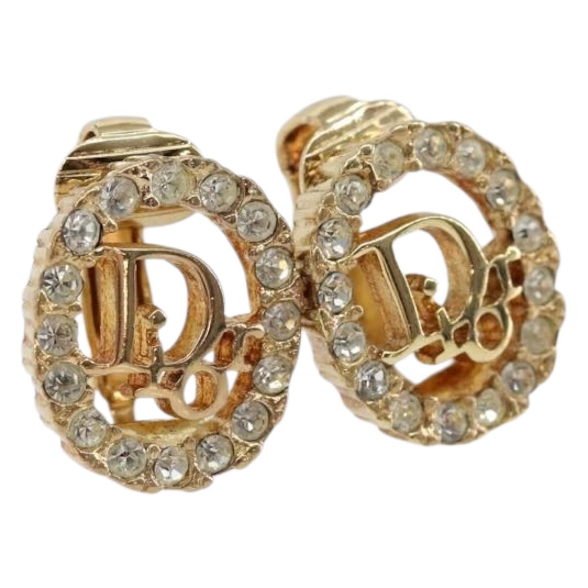 Christian Dior Earring metal Gold Auth sw1629