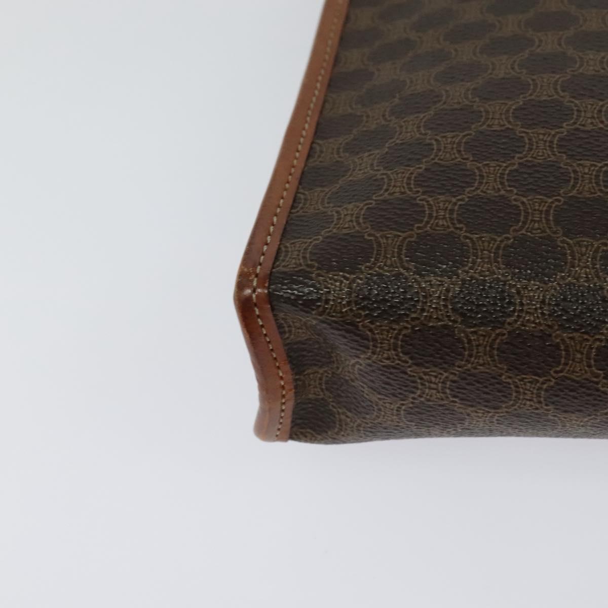 CELINE Macadam Canvas Shoulder Bag PVC Leather Brown Gold Auth sw164