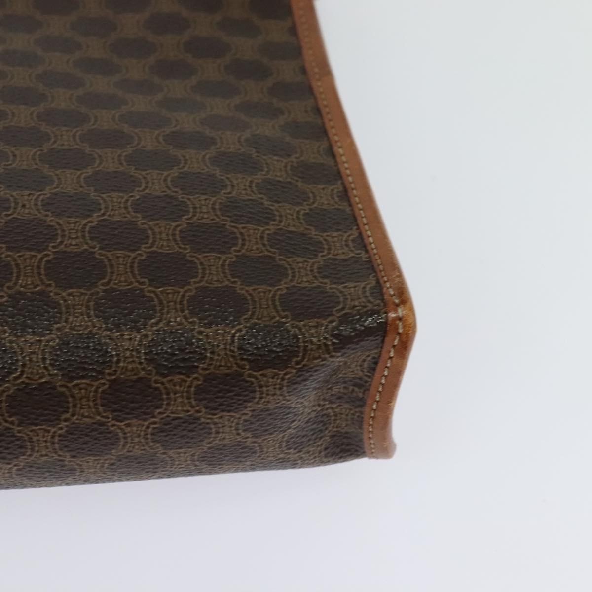 CELINE Macadam Canvas Shoulder Bag PVC Leather Brown Gold Auth sw164