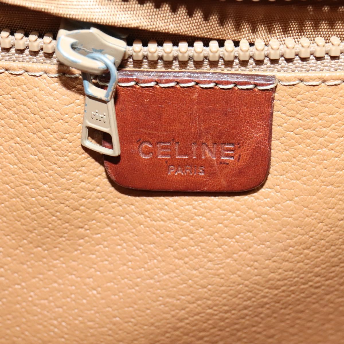 CELINE Macadam Canvas Shoulder Bag PVC Leather Brown Gold Auth sw164