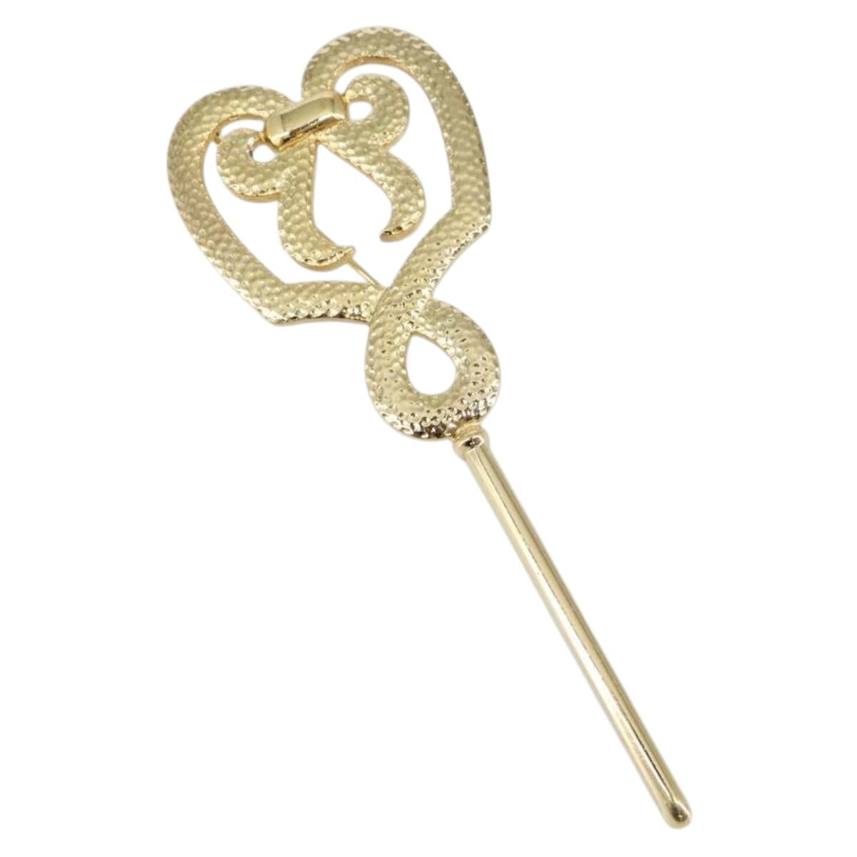 Christian Dior Brooch metal Gold Auth sw1641