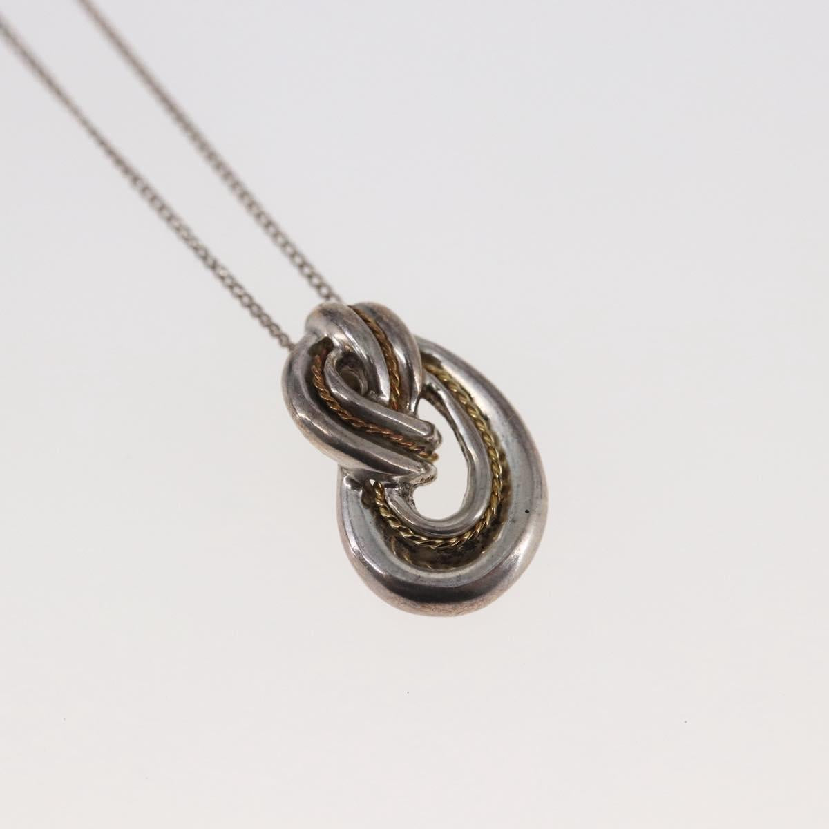 TIFFANY&Co. 18K Yellow Gold Twist Knot Necklace Ag925 Silver Auth SW1642