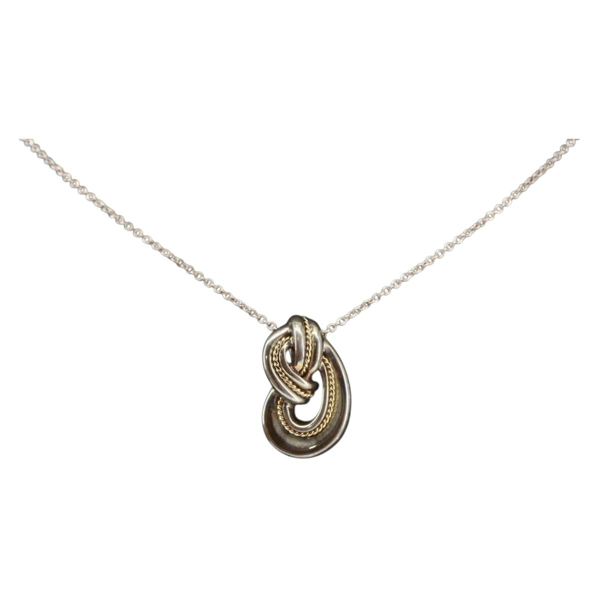 TIFFANY&Co. 18K Twist Knot Necklace Ag925 Silver Auth SW1651