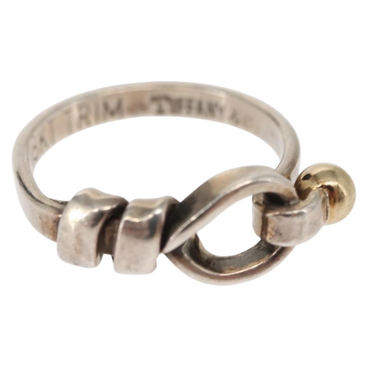 TIFFANY&Co. Love Knot Ring Ag925 K18 Silver Auth SW1656