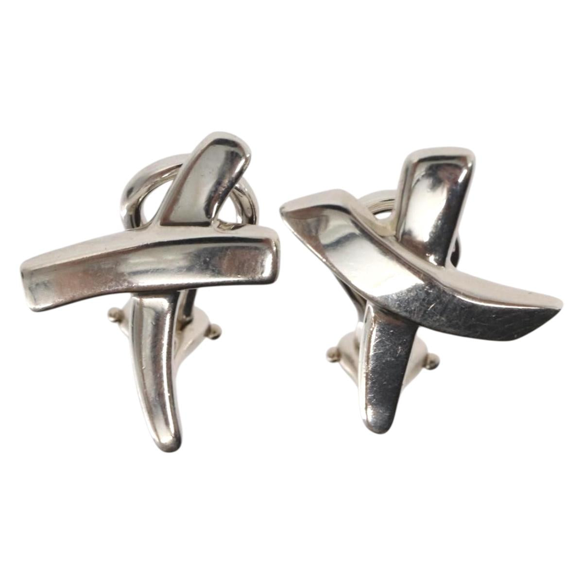 TIFFANY&Co. Kiss X Earring Ag925 Silver Auth SW1657