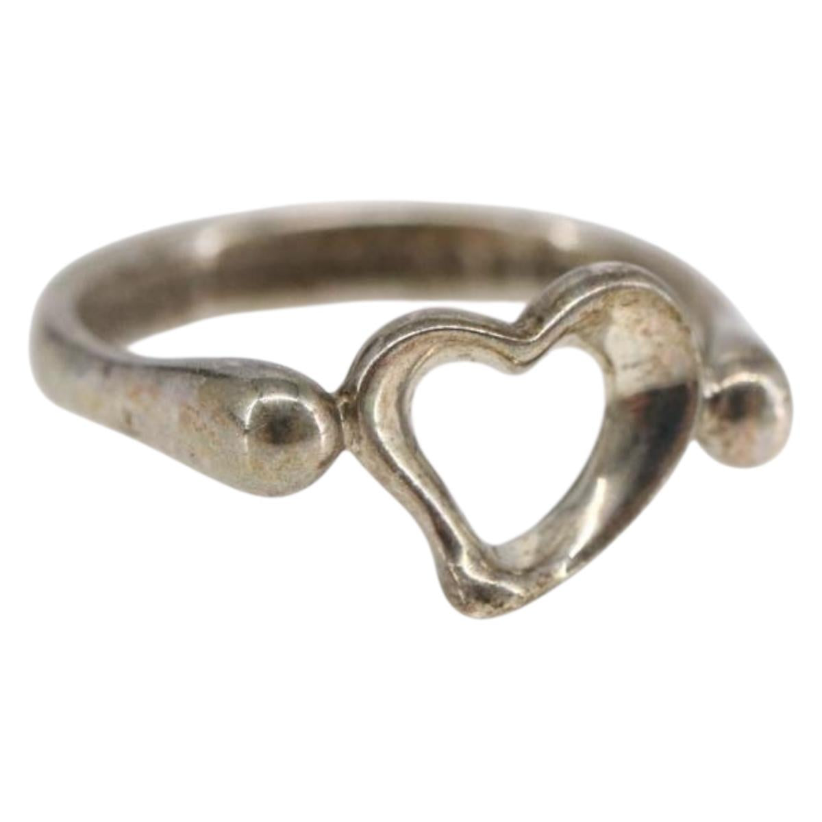 TIFFANY&Co. Open Heart Ring Ag925 Silver Auth SW1658