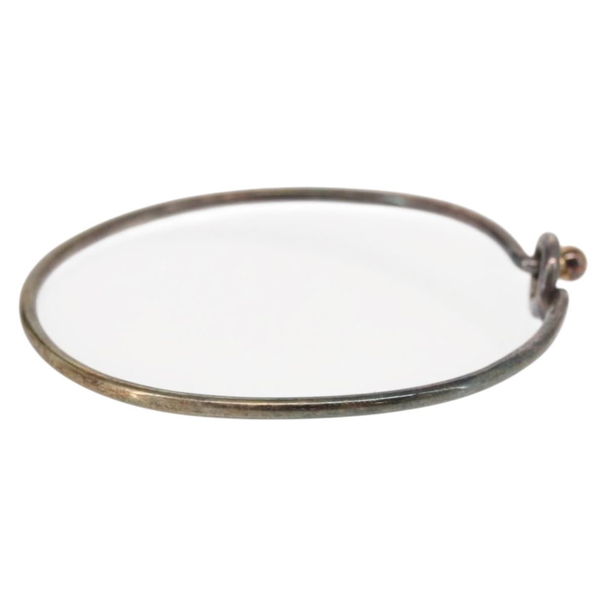 TIFFANY&Co. Bangle Hook & Eye Bracelet Ag925 K18 Silver Auth SW1659