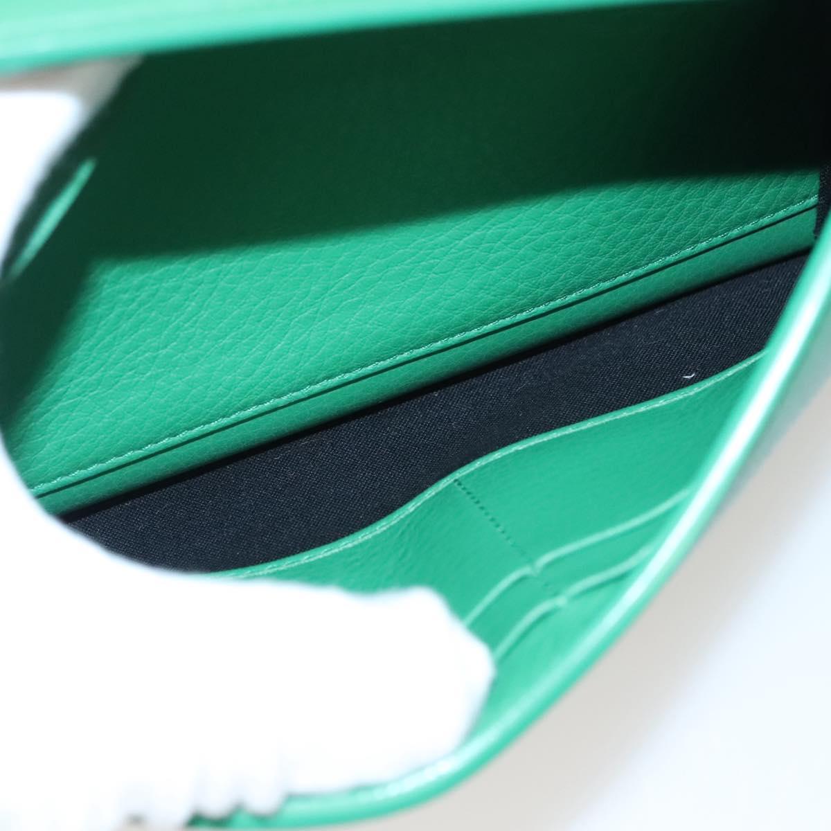 BALENCIAGA Paper Money Zip Around Wallet Leather Green 371661 Auth sw166V