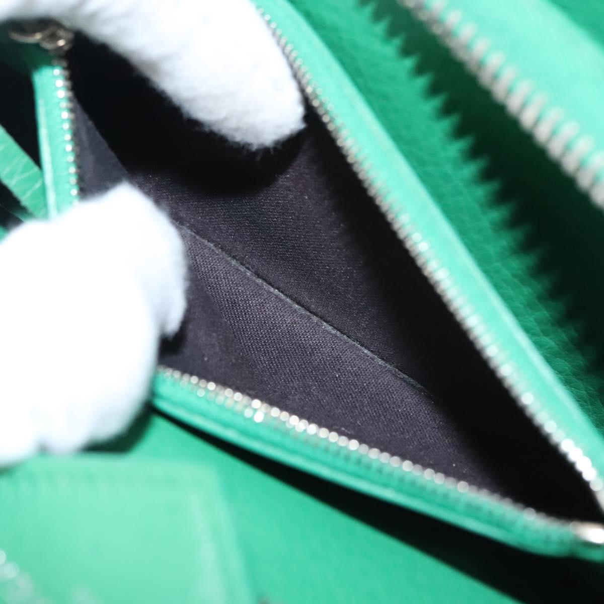 BALENCIAGA Paper Money Zip Around Wallet Leather Green 371661 Auth sw166V