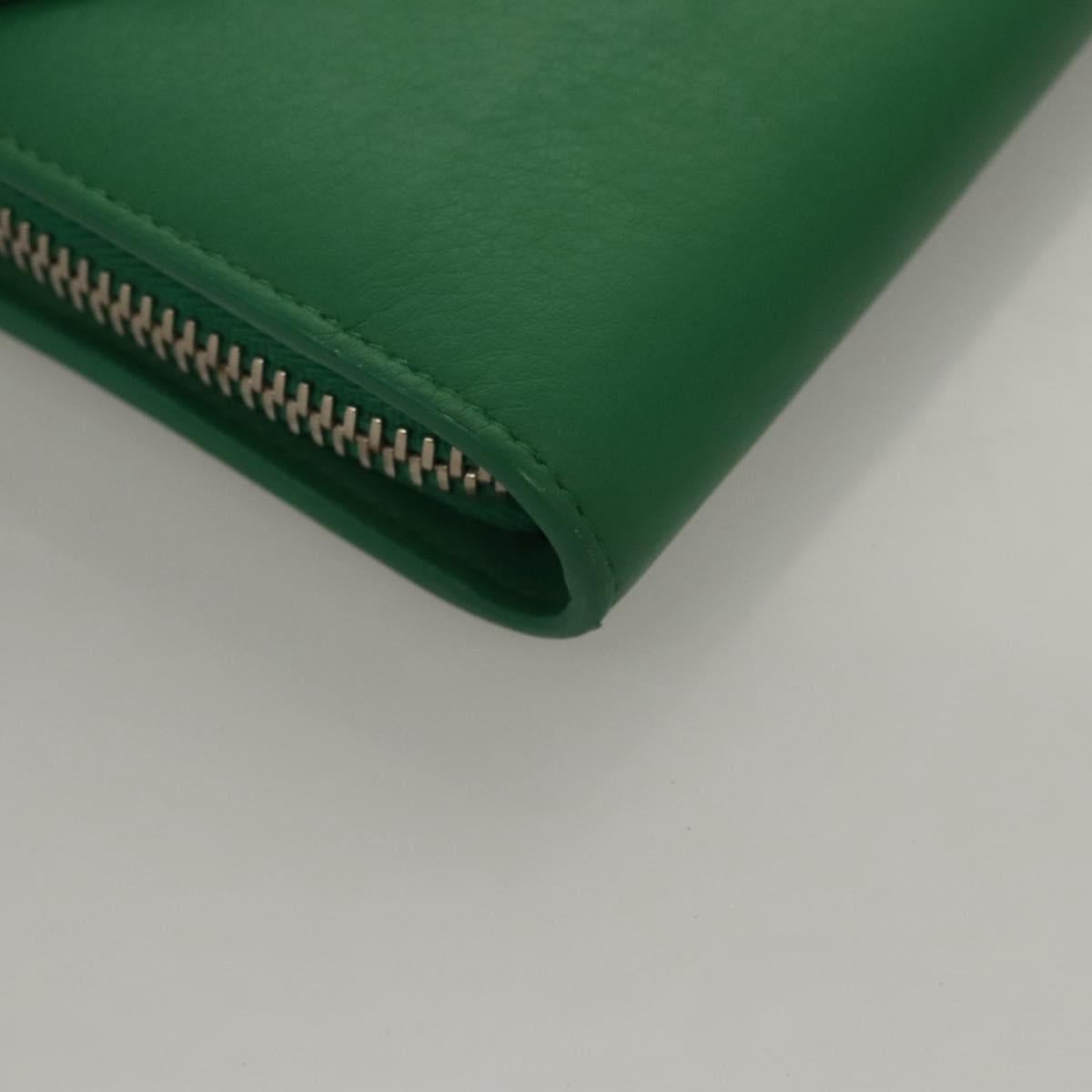 BALENCIAGA Paper Money Zip Around Wallet Leather Green 371661 Auth sw166V