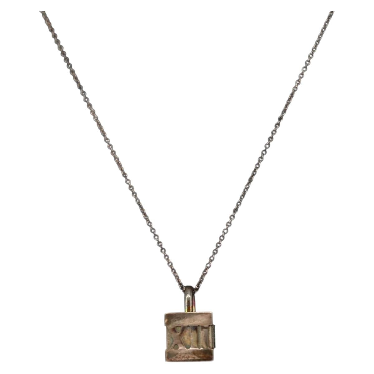 TIFFANY&Co. Atlas Cube Necklace Ag925 Silver Auth SW1660