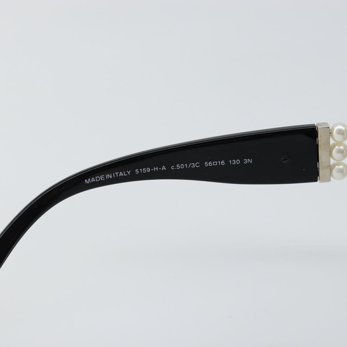 CHANEL Sunglasses Plastic Black CC Auth SW1664