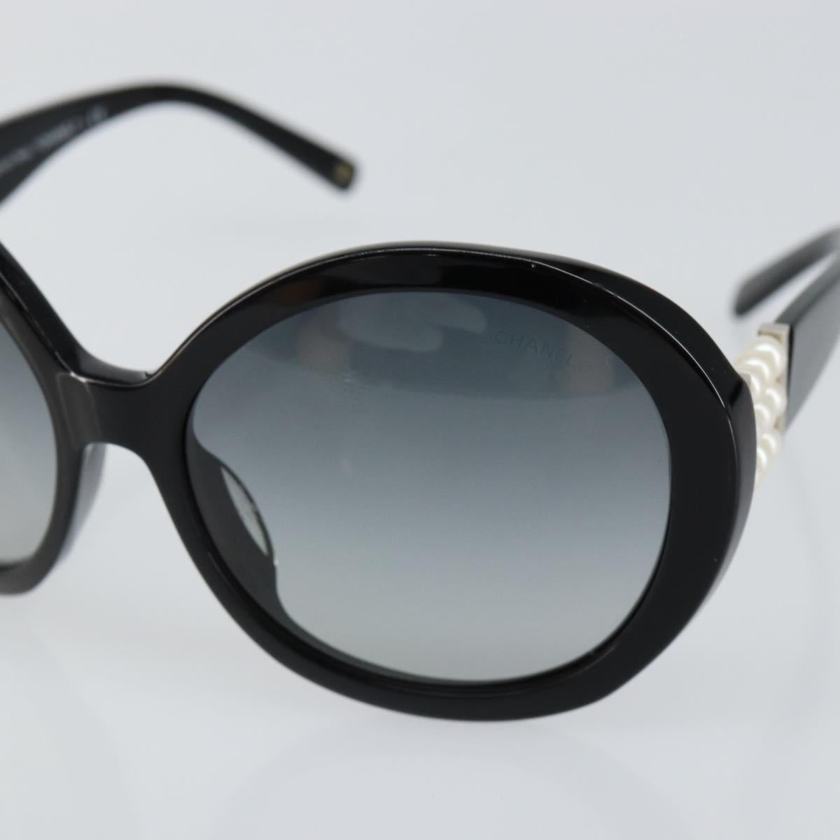 CHANEL Sunglasses Plastic Black CC Auth SW1664