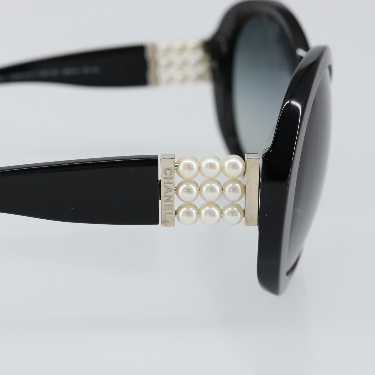 CHANEL Sunglasses Plastic Black CC Auth SW1664