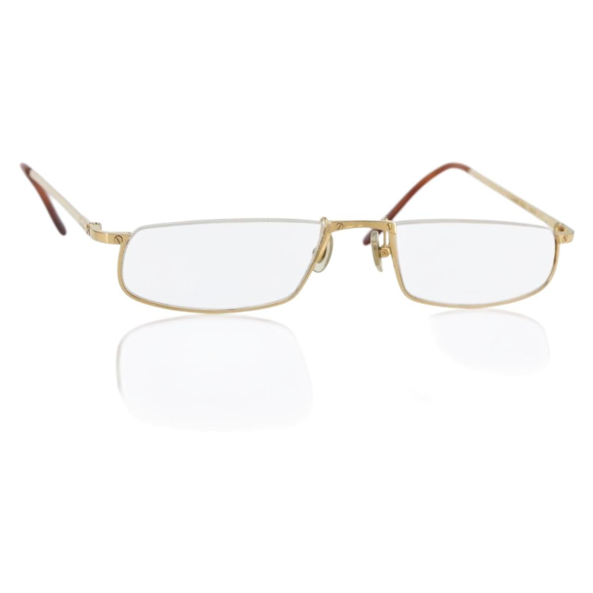 CARTIER Glasses metal Gold Auth SW1666
