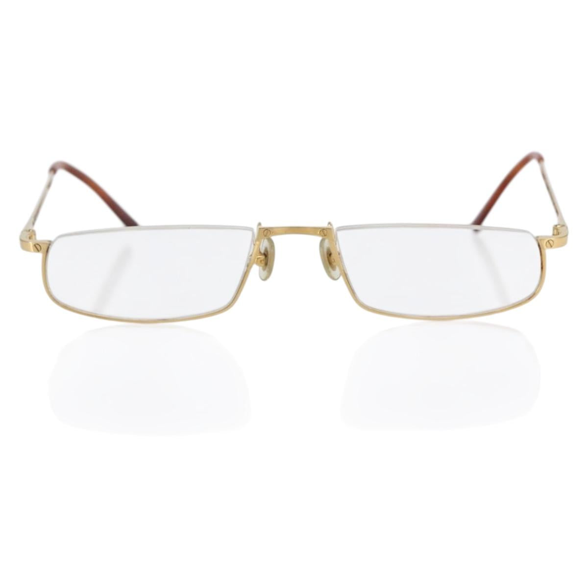 CARTIER Glasses metal Gold Auth SW1666