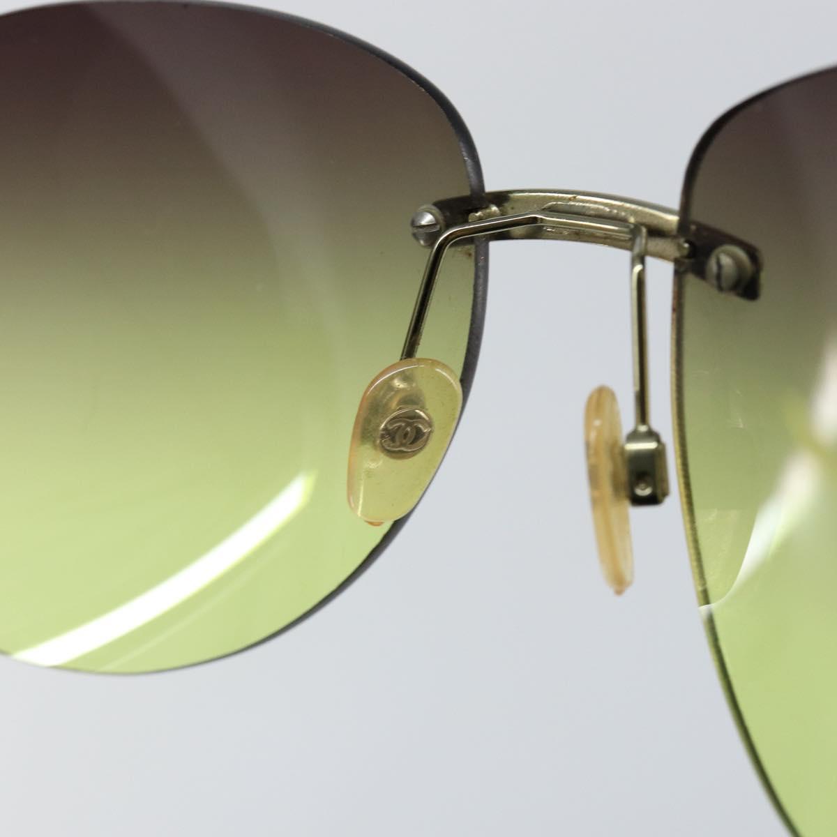 CHANEL COCO Mark Sunglasses Plastic Green CC Auth SW1668
