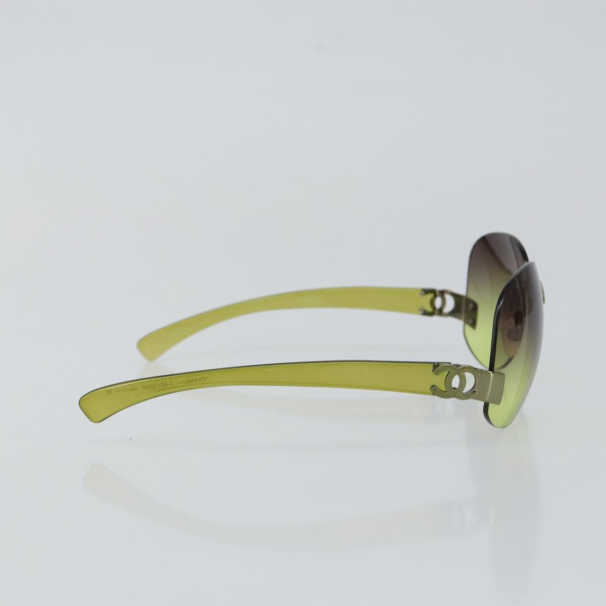 CHANEL COCO Mark Sunglasses Plastic Green CC Auth SW1668