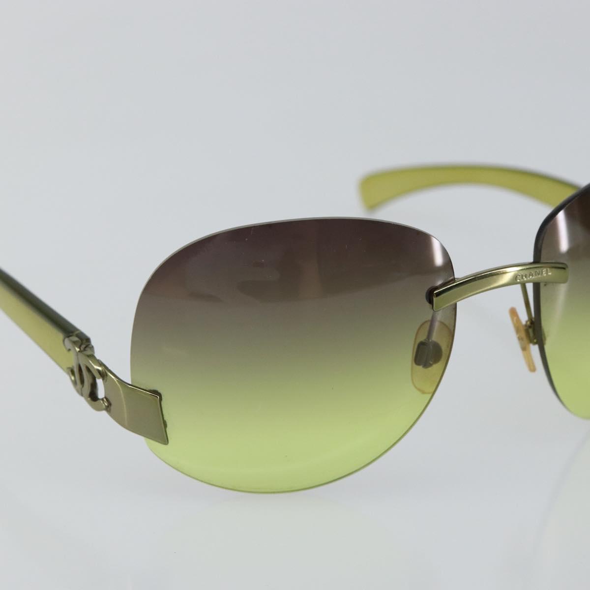 CHANEL COCO Mark Sunglasses Plastic Green CC Auth SW1668