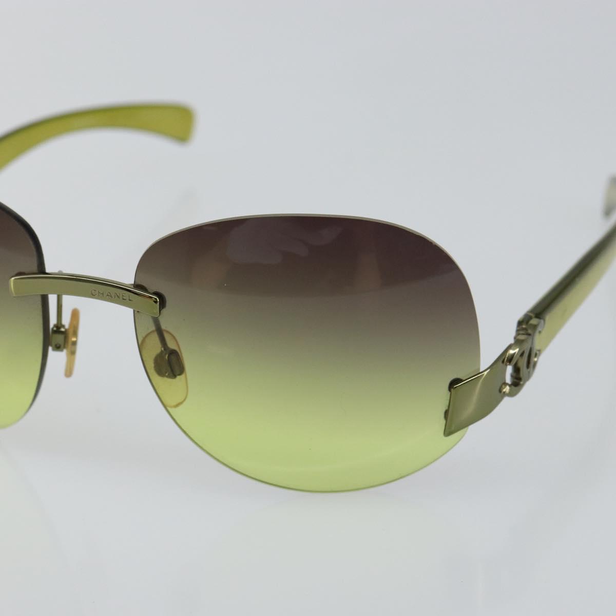 CHANEL COCO Mark Sunglasses Plastic Green CC Auth SW1668
