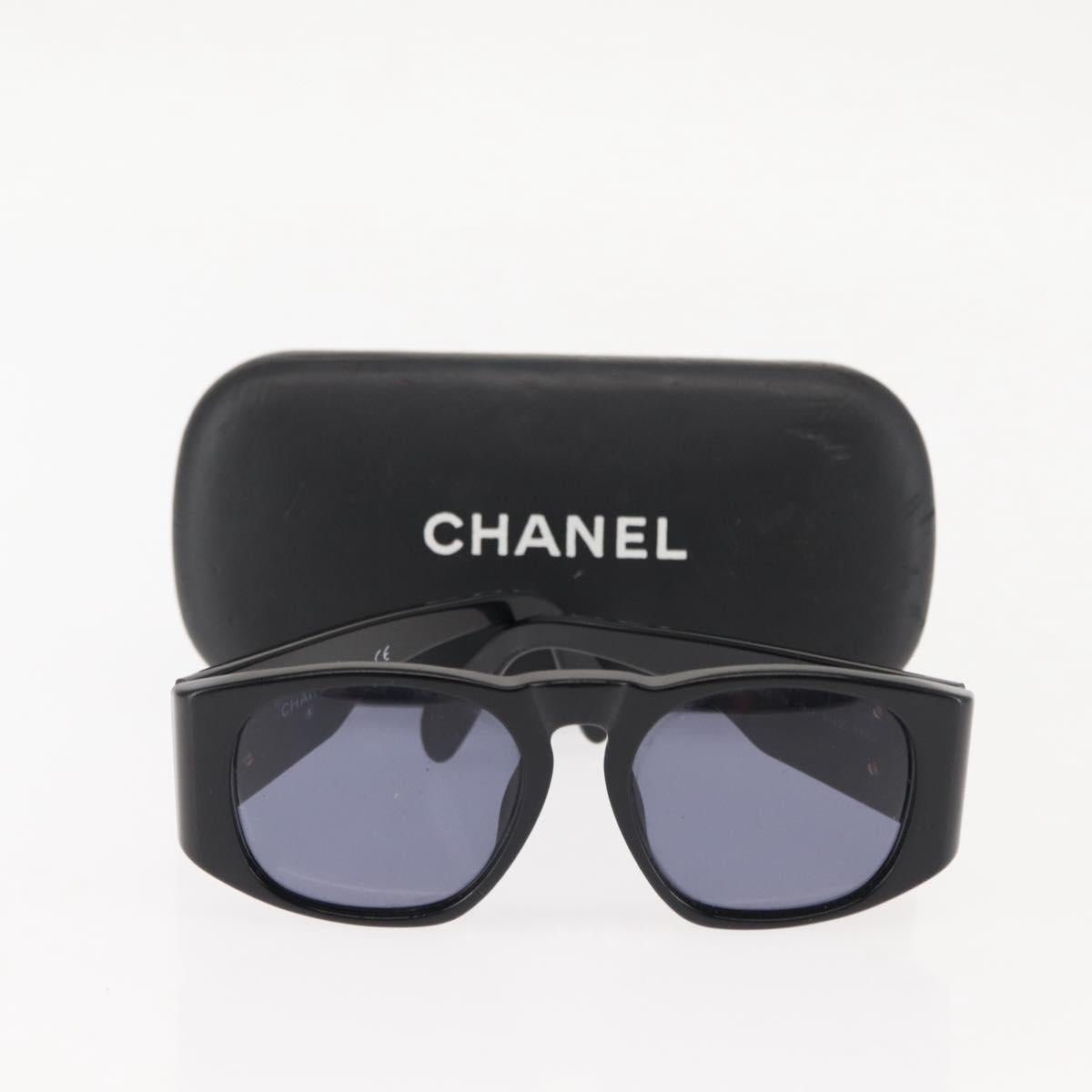 CHANEL COCO Mark Matelasse Sunglasses plastic Black CC Auth SW1681