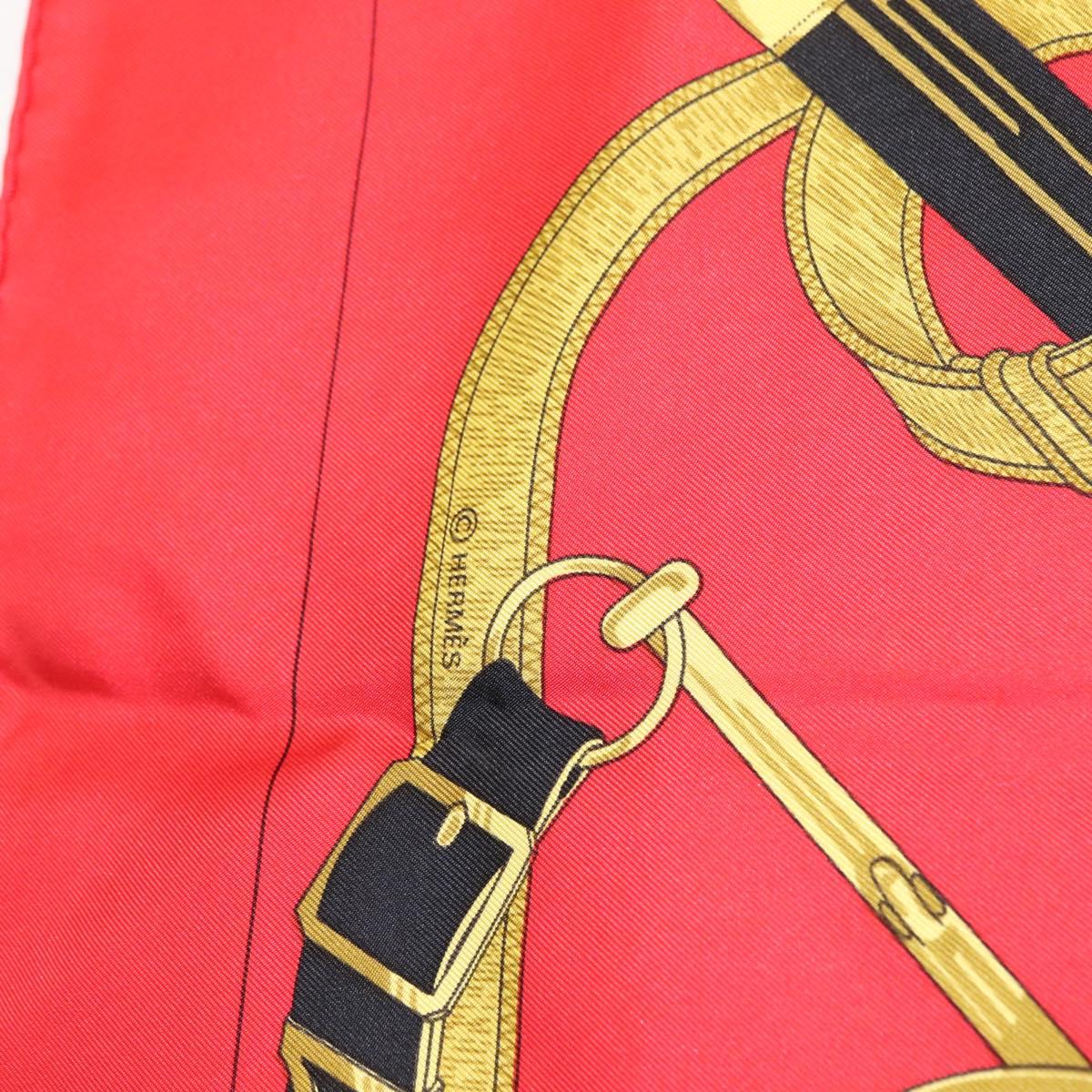 HERMES Carre 90 Scarf ""Eperon dor"" Silk Red Auth SW1685