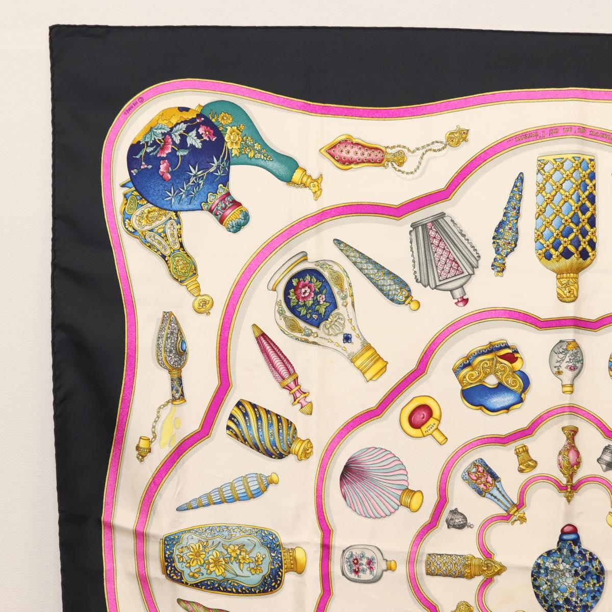 HERMES Carre 90 Scarf ""Qu importe le flacon"" Silk White Auth SW1686