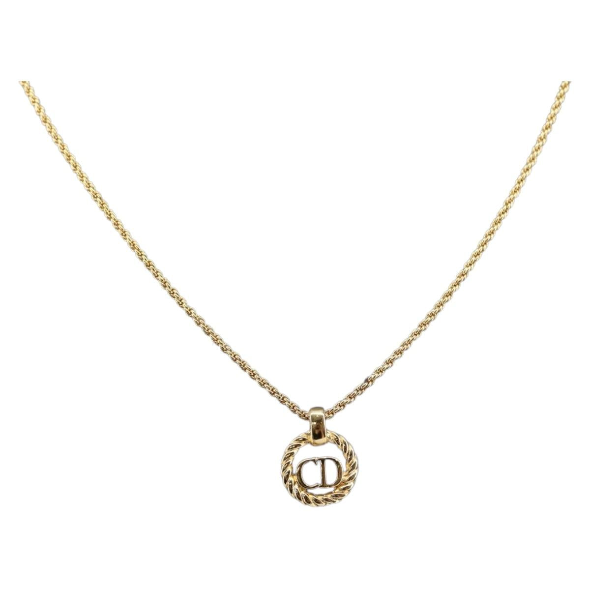 Christian Dior Necklace metal Gold Auth sw1691