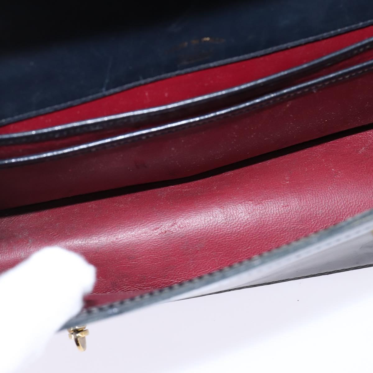 GUCCI Bamboo Sherry Line Hand Bag Leather Navy Red gold Auth SW1701