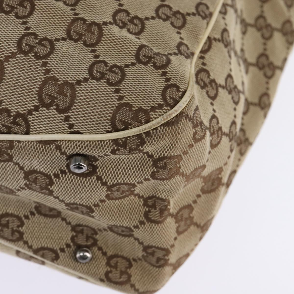 GUCCI GG Canvas Tote Bag Beige Silver 113017 Auth SW1705