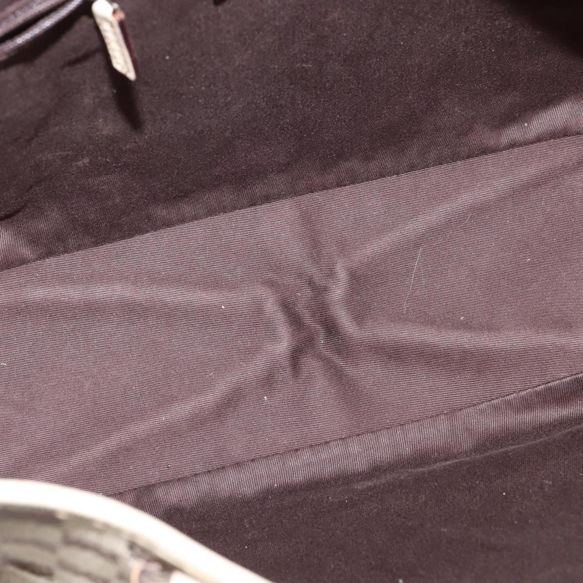 GUCCI GG Canvas Tote Bag Beige Silver 113017 Auth SW1705