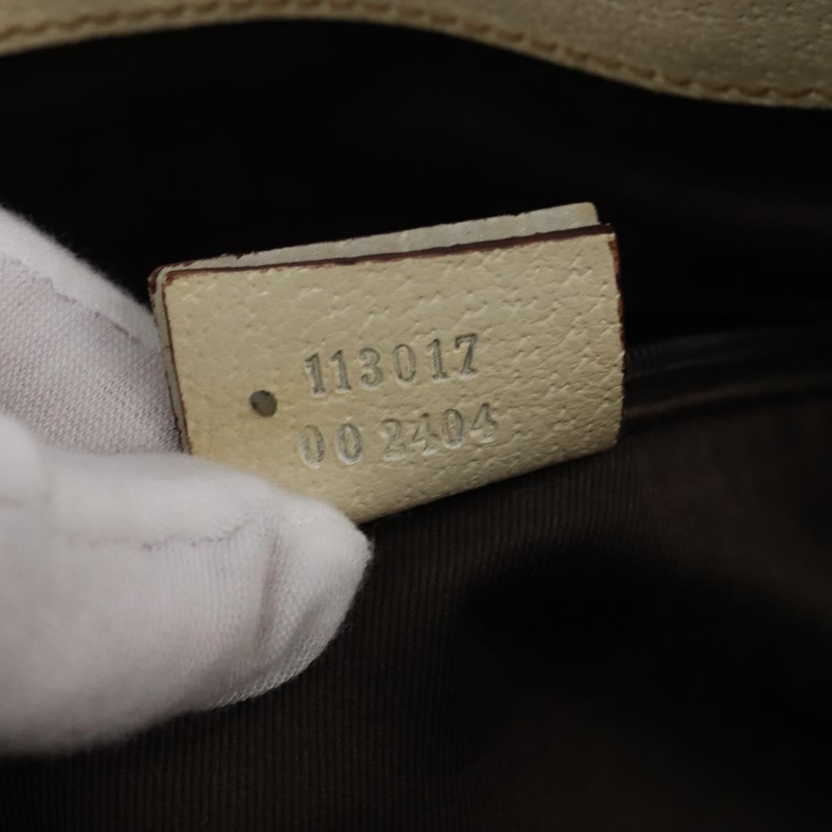 GUCCI GG Canvas Tote Bag Beige Silver 113017 Auth SW1705