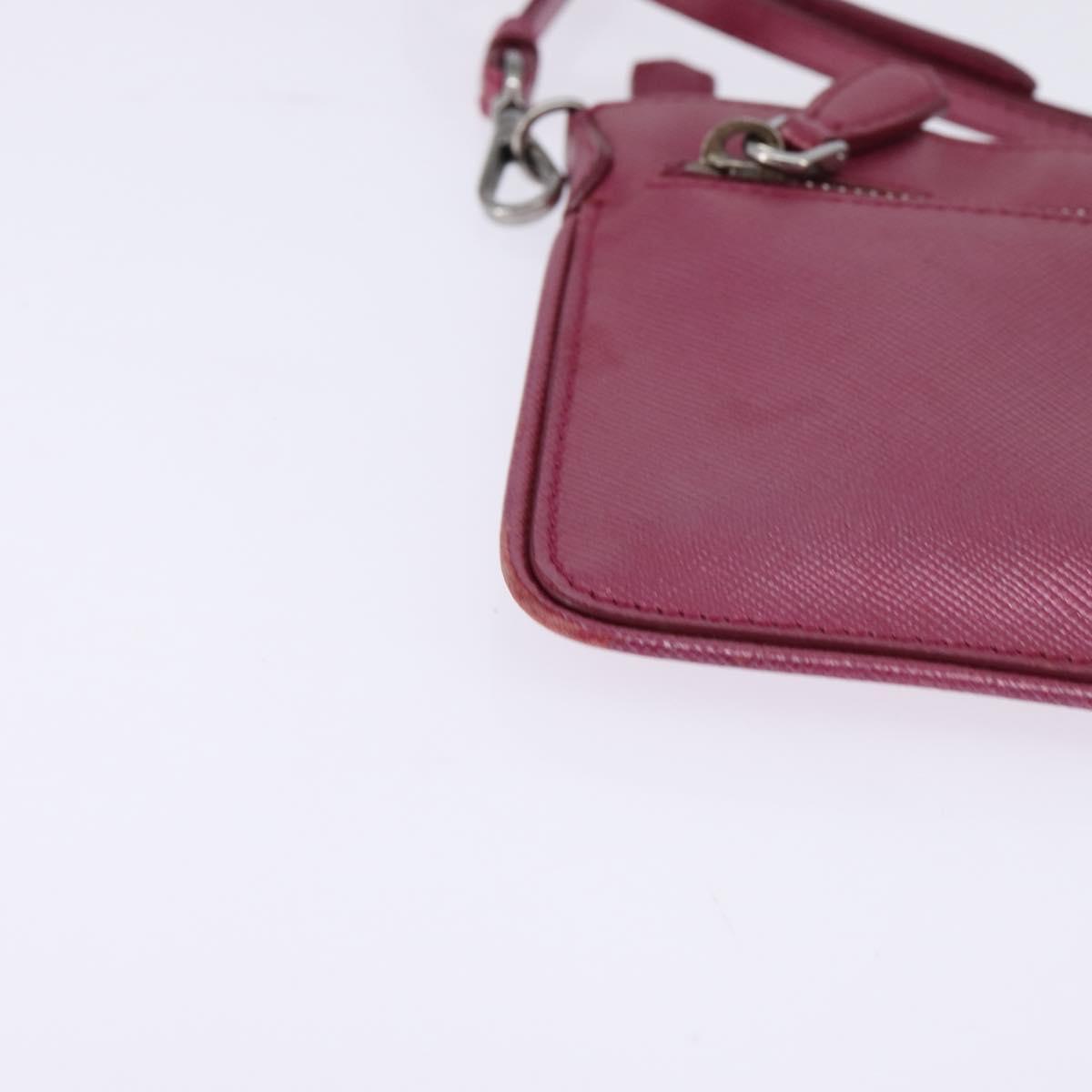 PRADA Shoulder Bag Safiano leather Pink Silver Auth SW1708