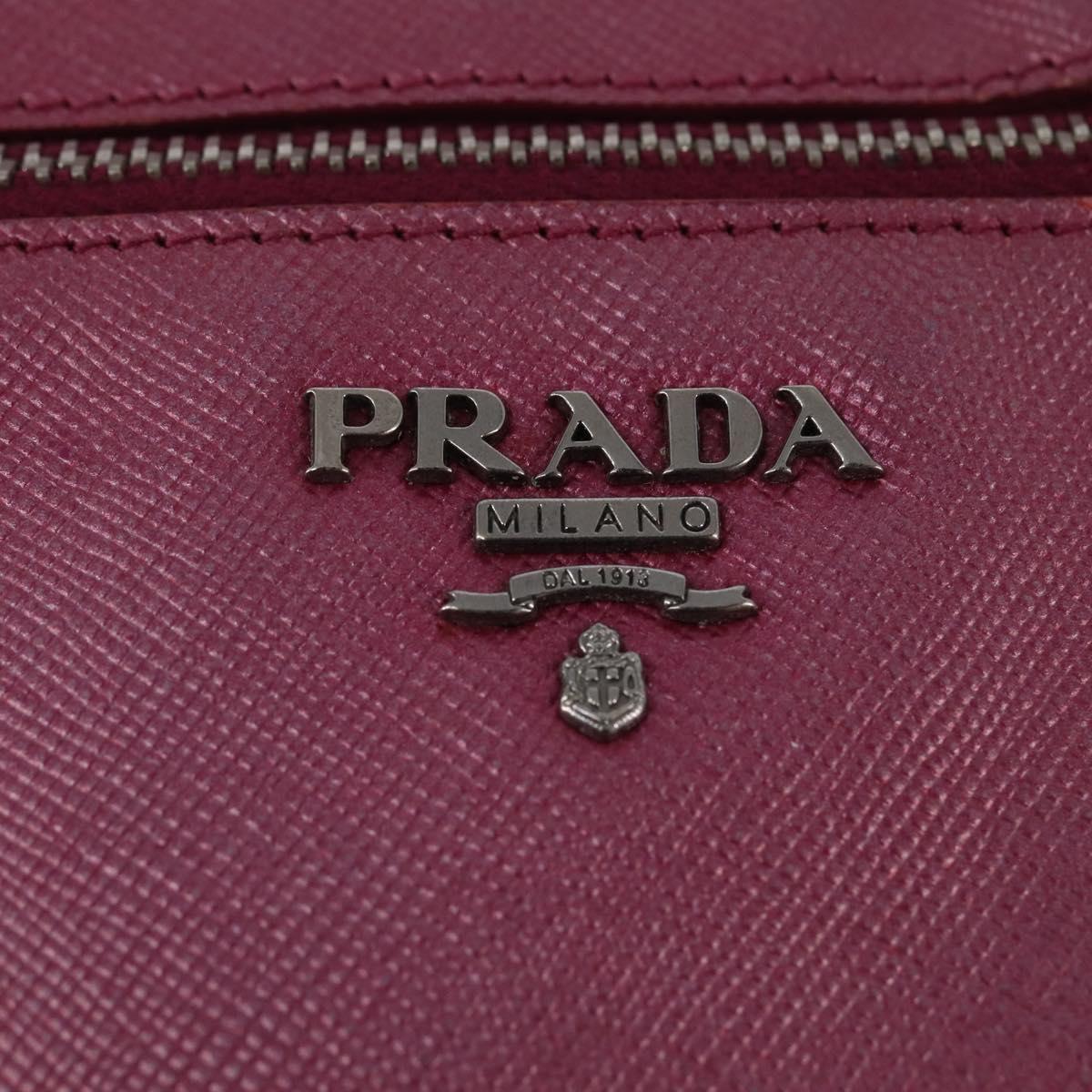 PRADA Shoulder Bag Safiano leather Pink Silver Auth SW1708