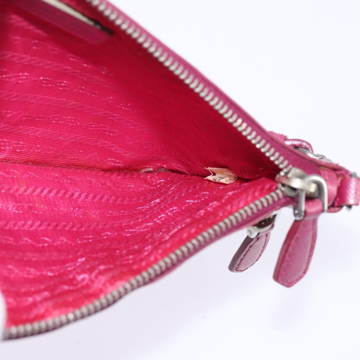 PRADA Shoulder Bag Safiano leather Pink Silver Auth SW1708