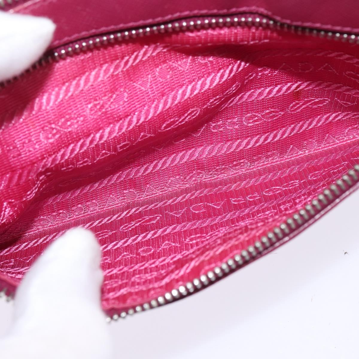 PRADA Shoulder Bag Safiano leather Pink Silver Auth SW1708