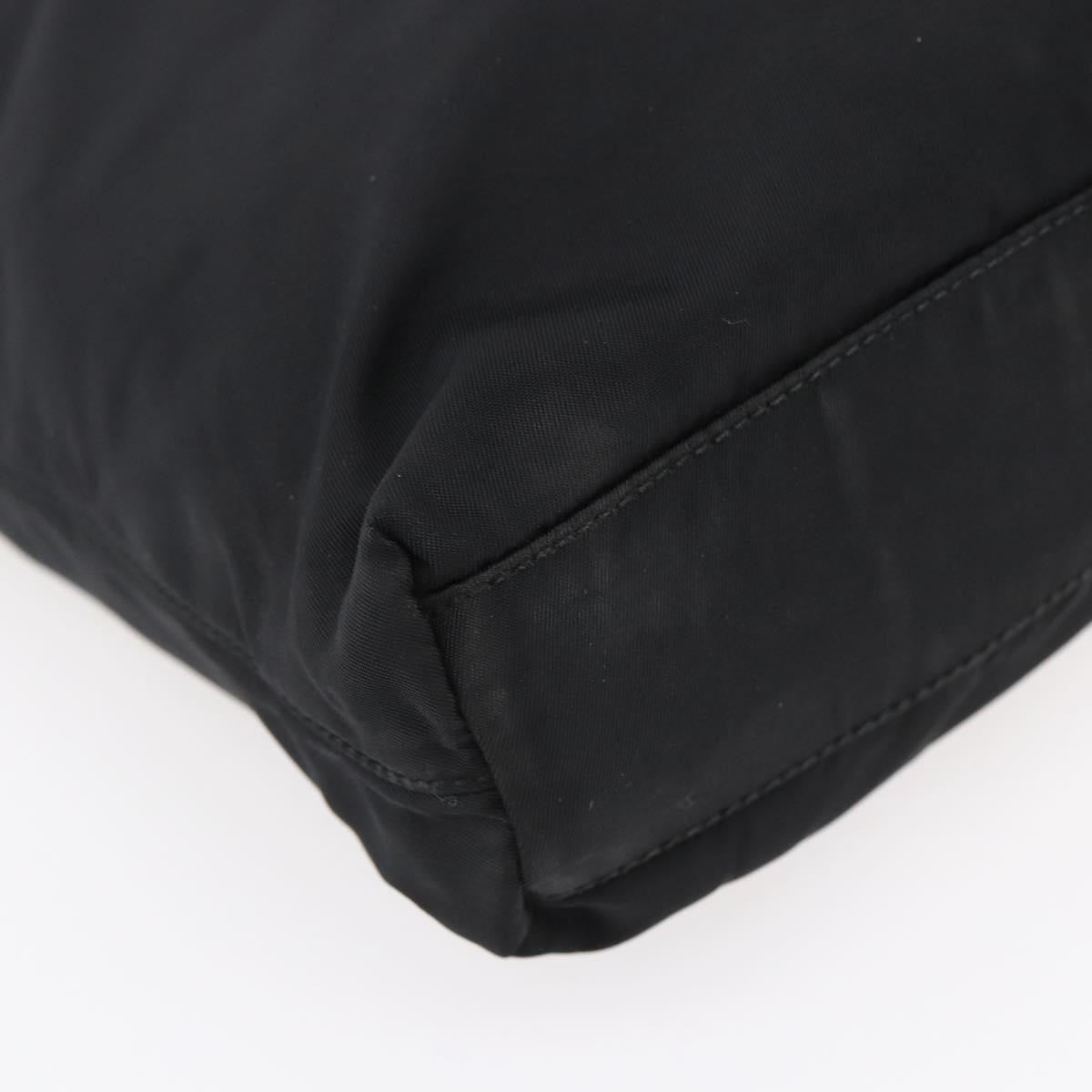 PRADA Tote Bag Nylon Black Silver Auth SW1710