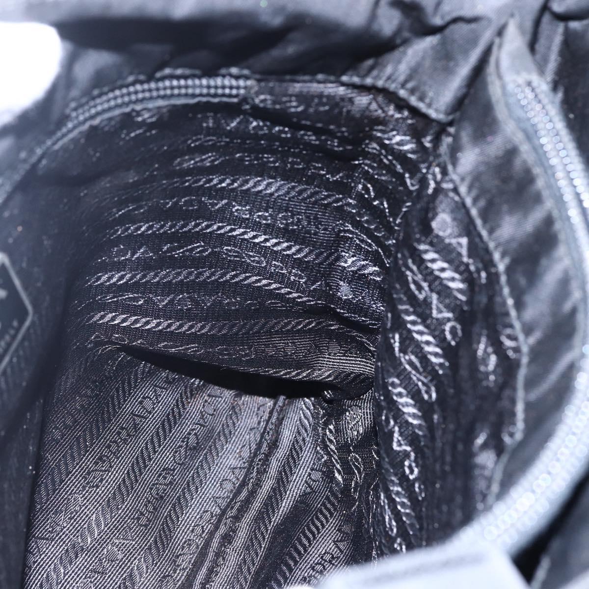 PRADA Tote Bag Nylon Black Silver Auth SW1710