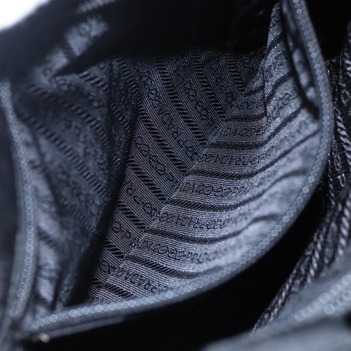 PRADA Tote Bag Nylon Black Silver Auth SW1710