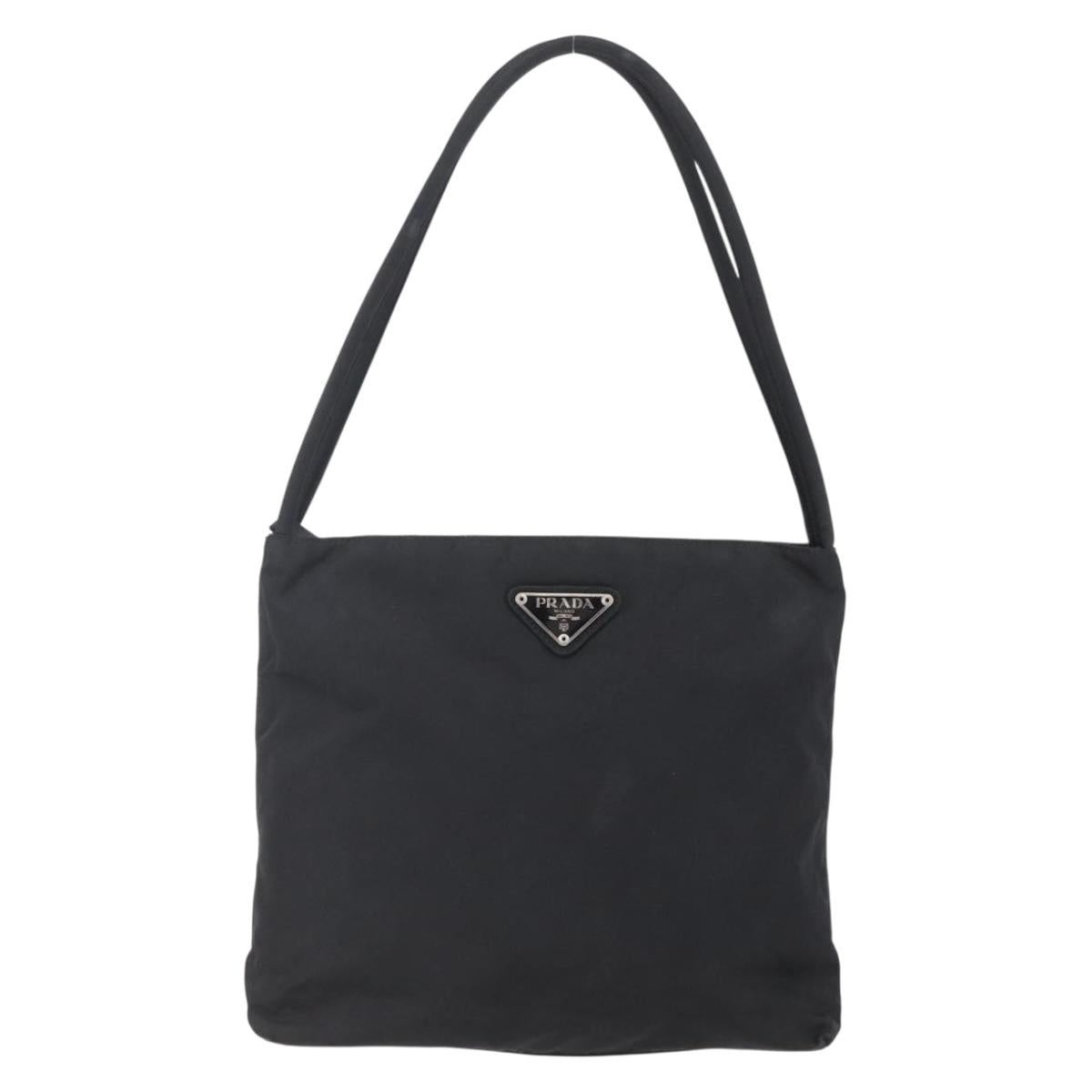 PRADA Tote Bag Nylon Black Silver Auth SW1710