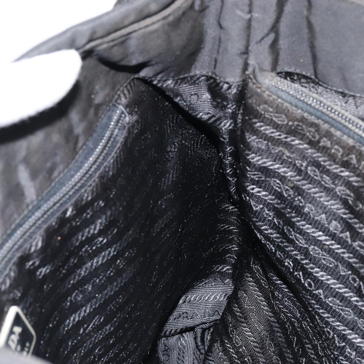 PRADA Shoulder Bag Nylon Black Silver Auth SW1711