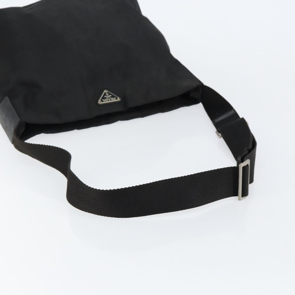 PRADA Shoulder Bag Nylon Black Silver Auth SW1711
