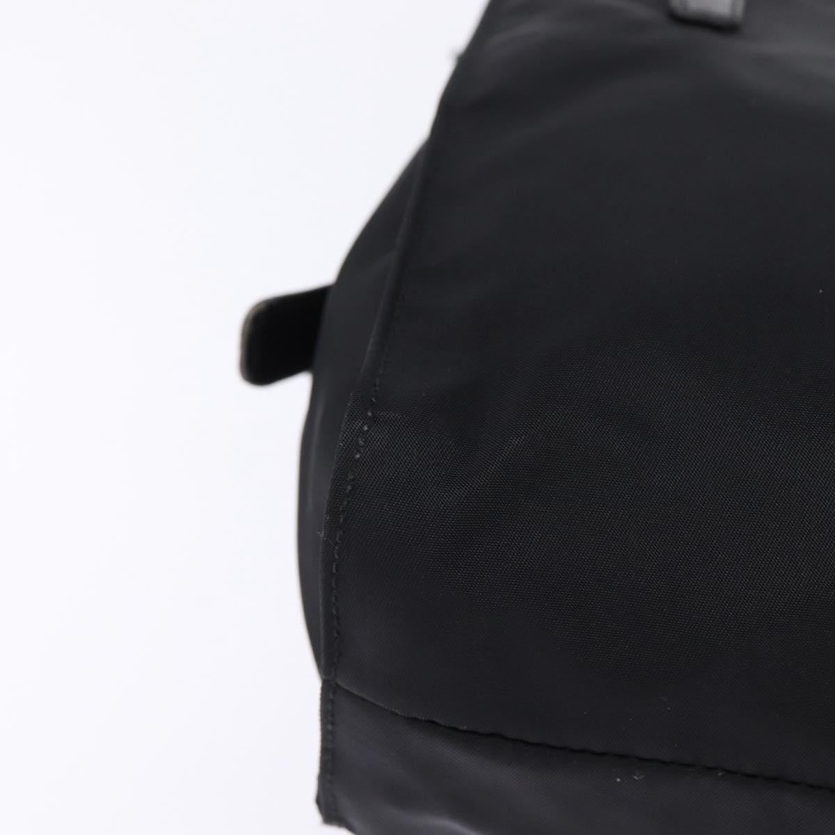 PRADA Hand Bag Nylon Leather Black Silver Auth SW1713