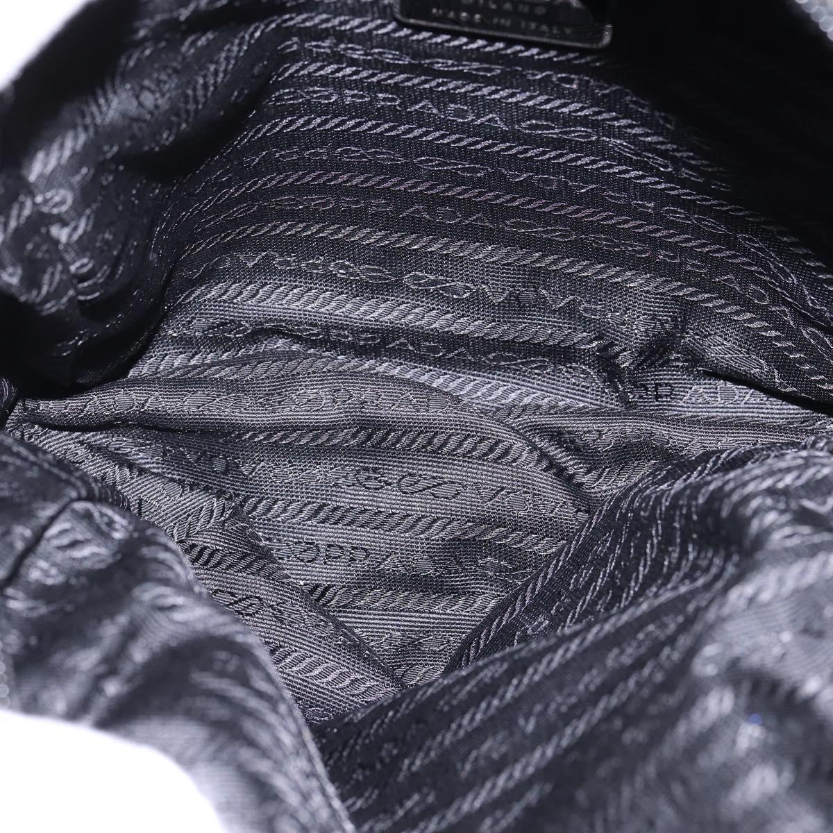 PRADA Hand Bag Nylon Leather Black Silver Auth SW1713