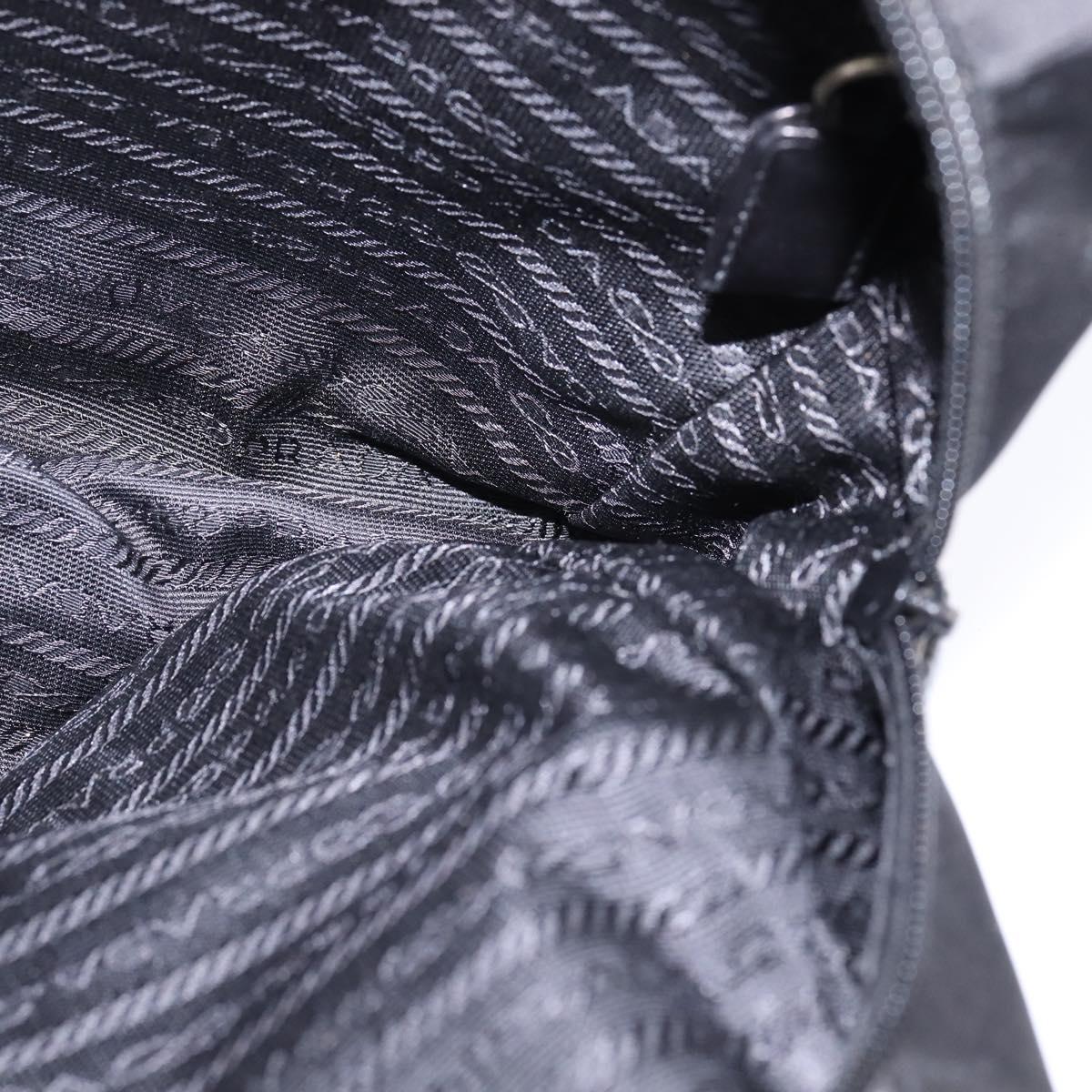 PRADA Hand Bag Nylon Leather Black Silver Auth SW1713