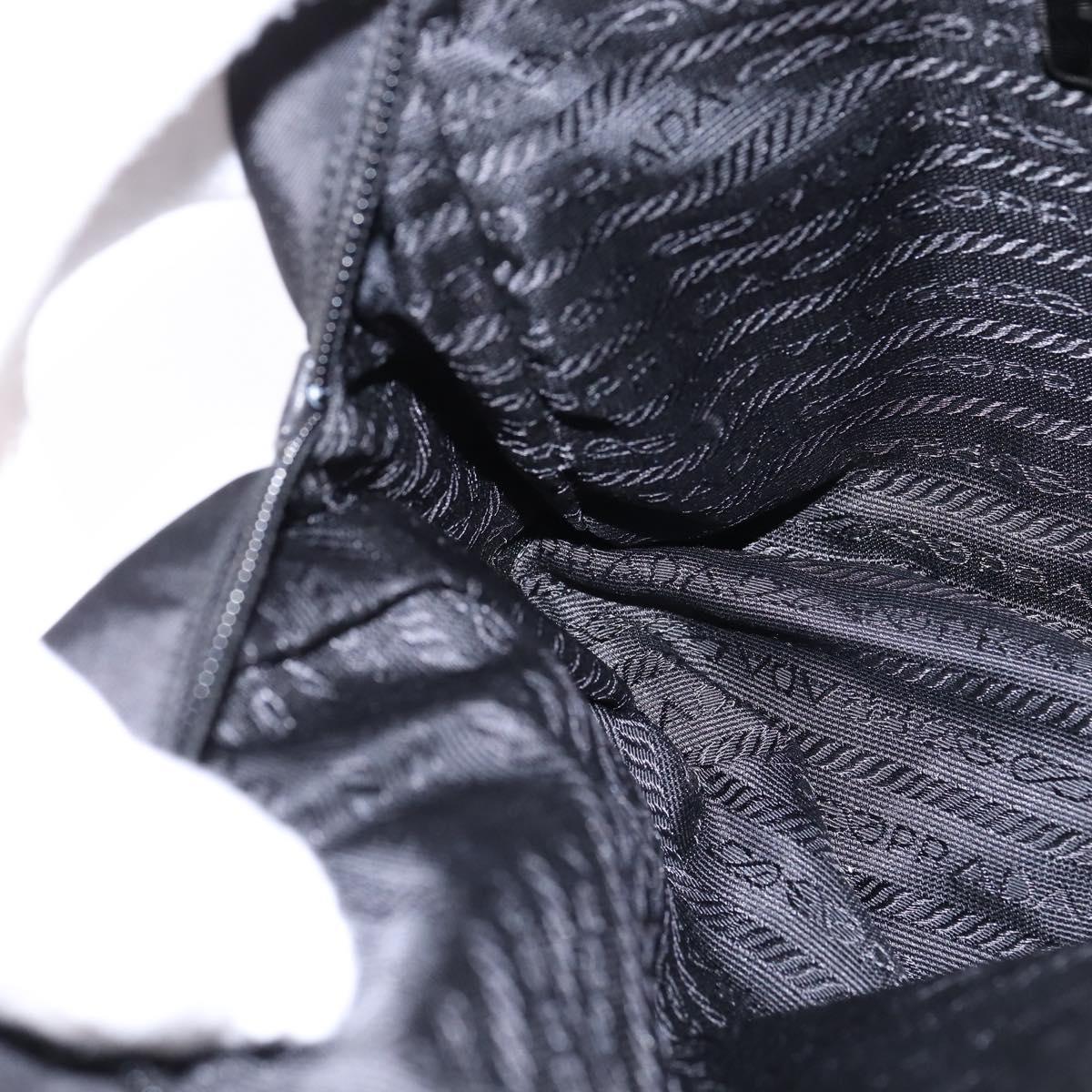 PRADA Hand Bag Nylon Leather Black Silver Auth SW1713