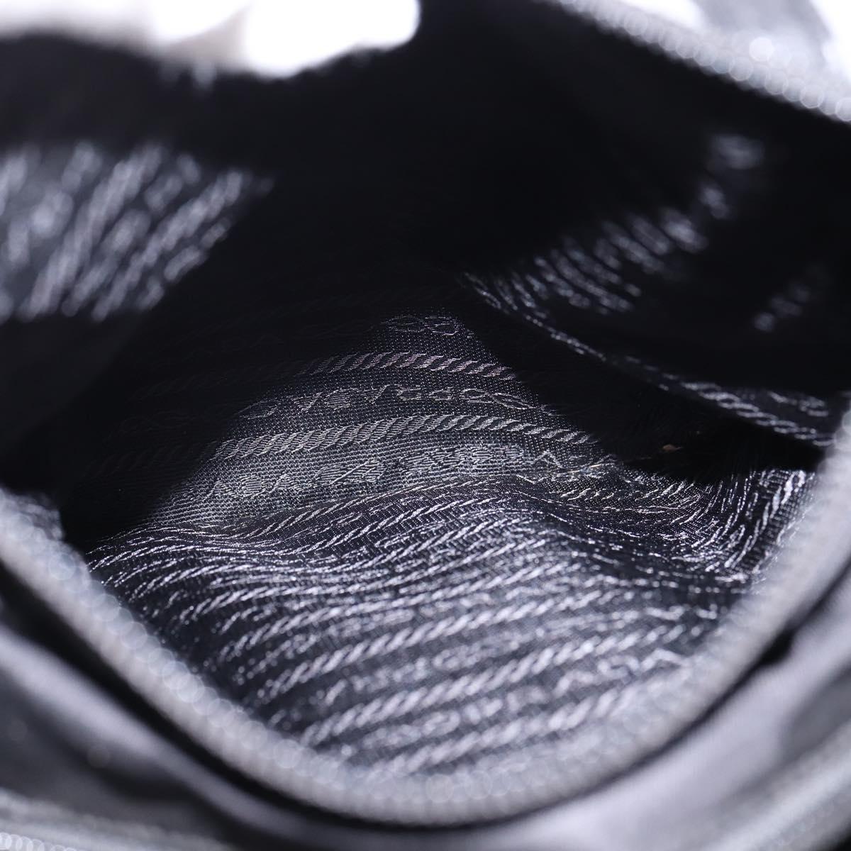 PRADA Hand Bag Nylon Leather Black Silver Auth SW1713